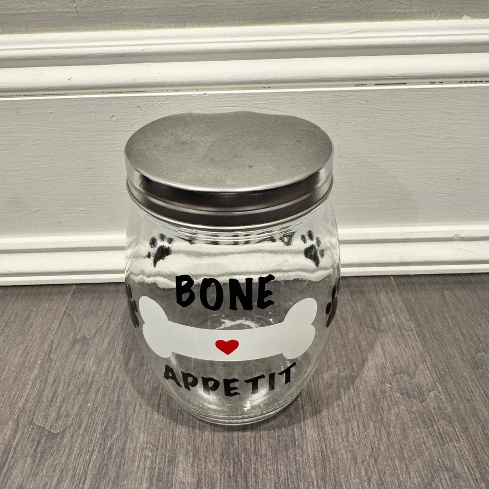 Custom Made Glass Dog Treat Jar —